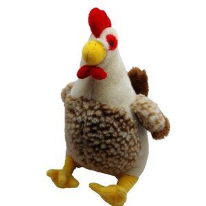 Hugfun Rooster Chicken Plush Stuffed Animal Hen Farm Animal Country White 16"